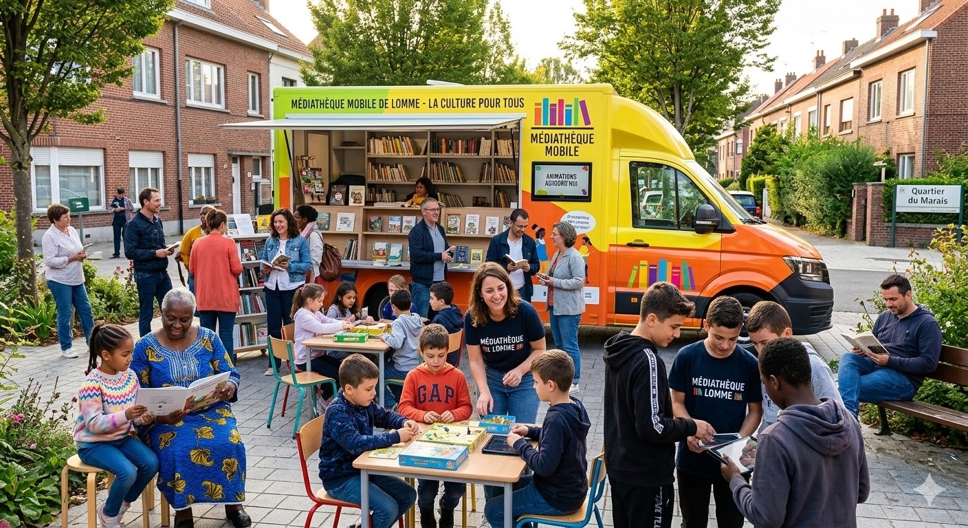 Médiathèque mobile : la culture va à la rencontre des habitants à Lomme